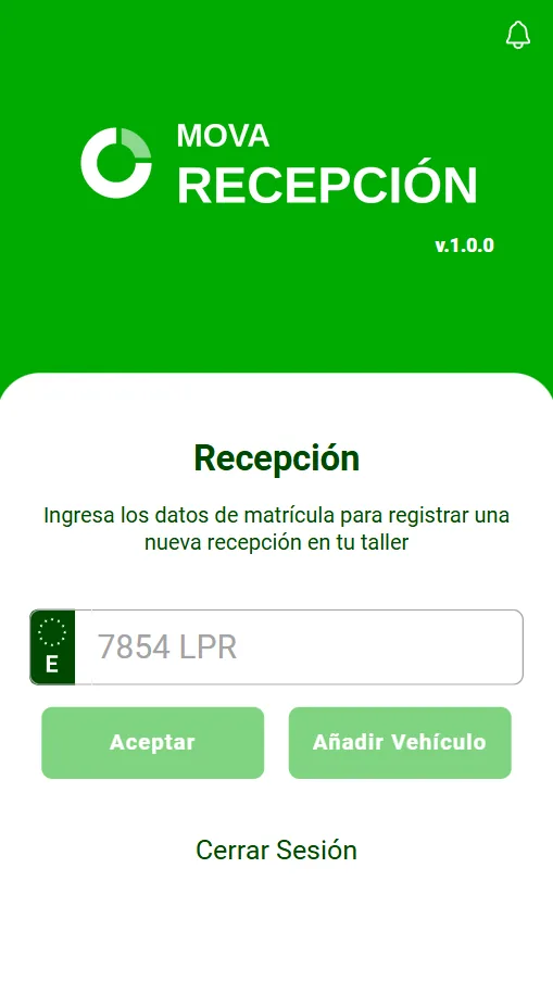 App de recepción de ATEKA MOVA: alta por matrícula